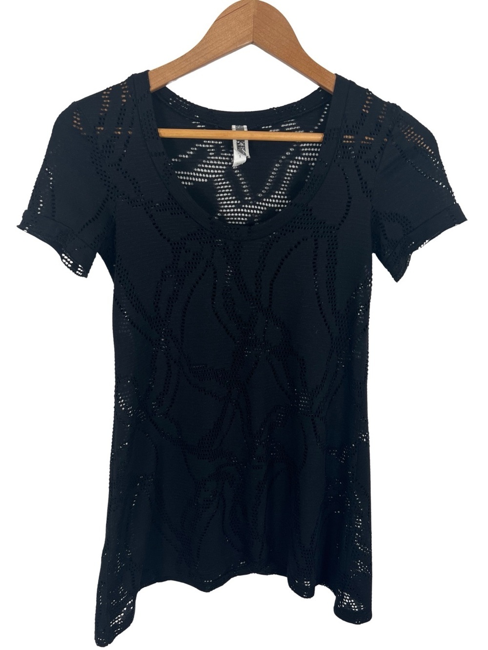 Y2K BKE Black Lace T Shirt Womens S Fitted